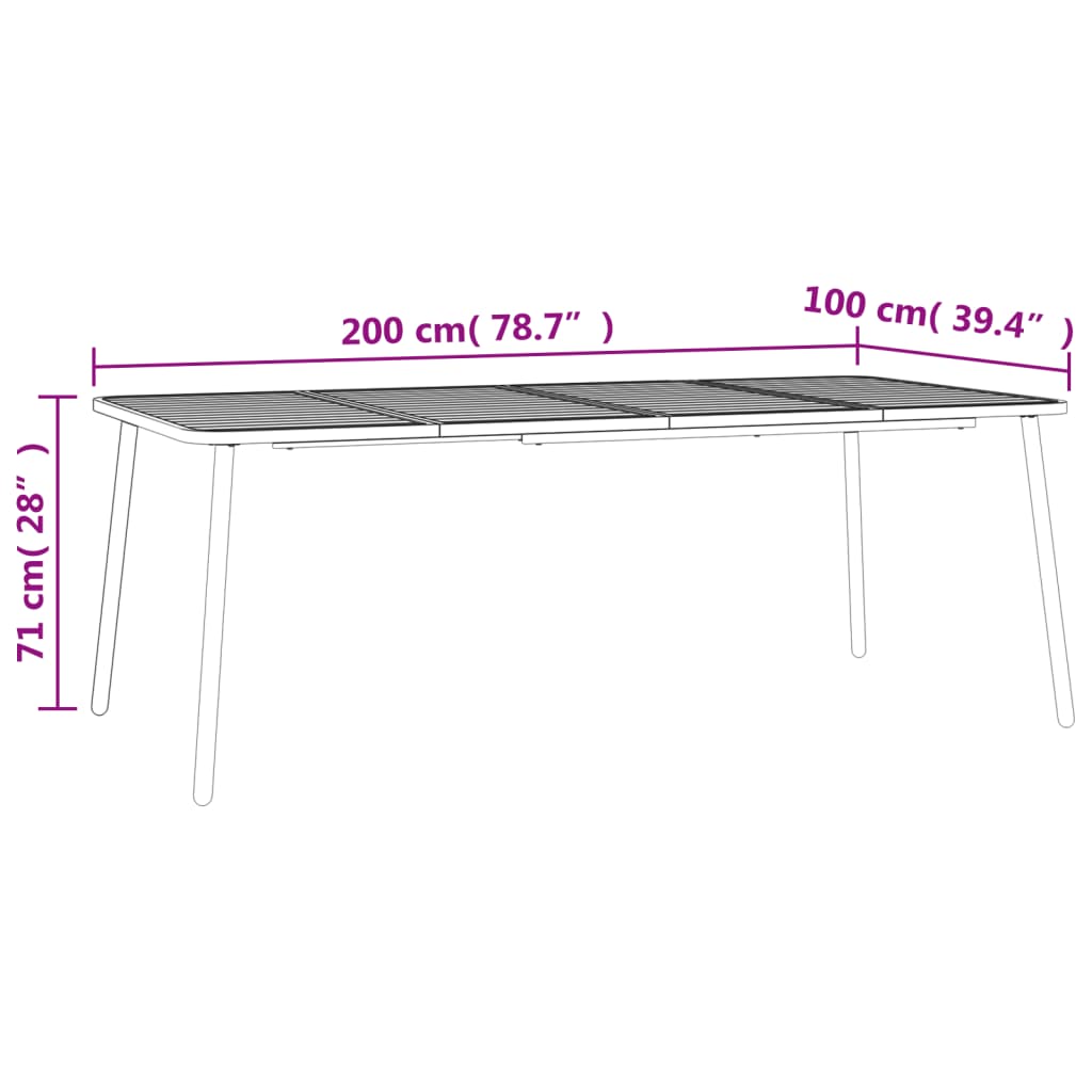 Gartentisch Anthrazit 200X100X71 Cm Stahl 200 x 100 x 71 cm - Fuer Daheim