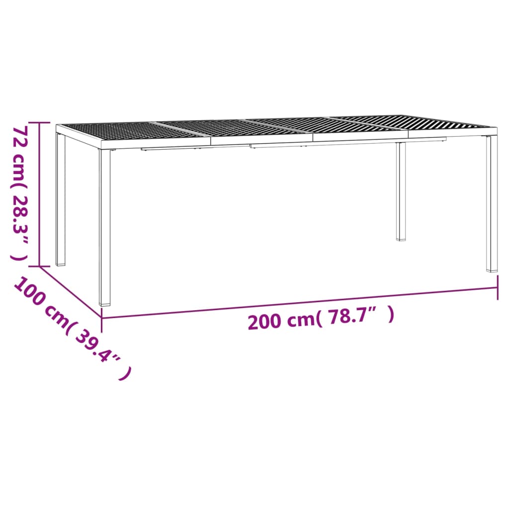 Gartentisch Anthrazit 200X100X72 Cm Stahl 200 x 100 x 72 cm - Fuer Daheim