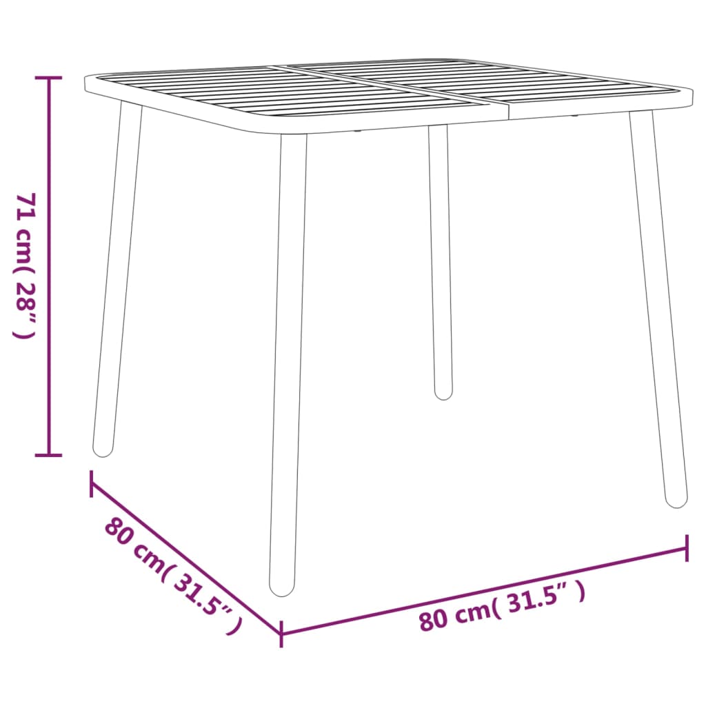 Gartentisch Anthrazit 80X80X71 Cm Stahl 80 x 80 x 71 cm - Fuer Daheim