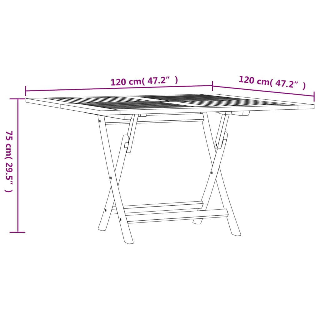 Gartentisch Klappbar 120X120X75 Cm Massivholz Teak Quadratisch - Fuer Daheim