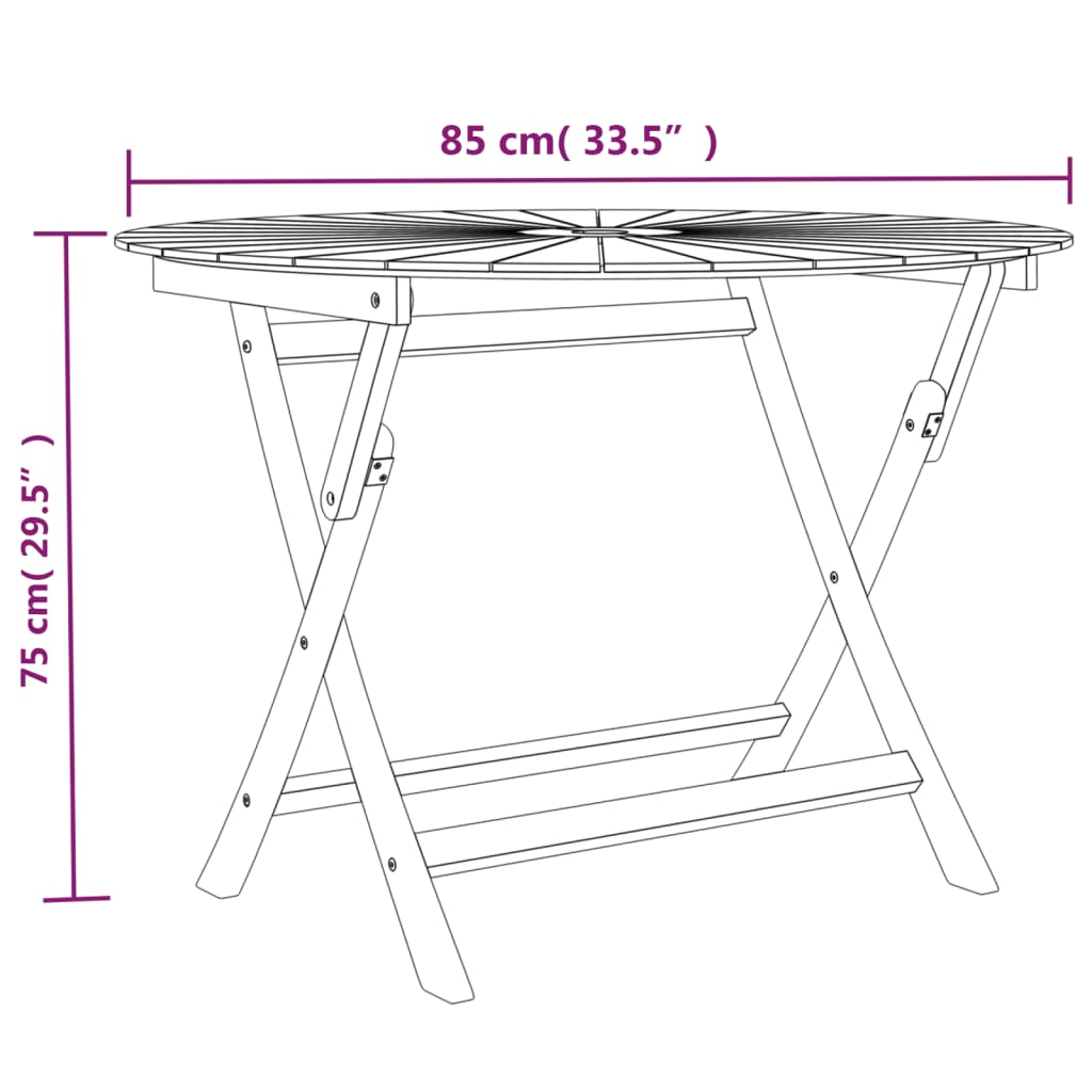 Gartentisch Klappbar Ø 85X75 Cm Massivholz Teak Ø 85 x 75 cm - Fuer Daheim