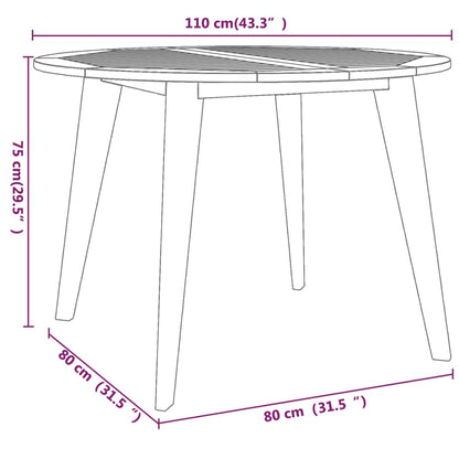 Gartentisch Ø110X75 Cm Massivholz Akazie Ø 110 x 75 cm - Fuer Daheim