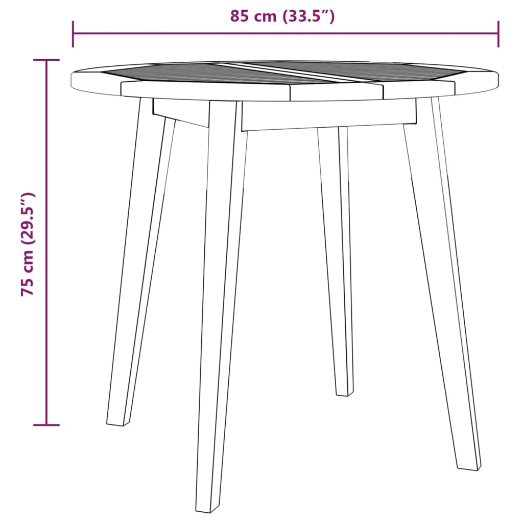 Gartentisch Ø85X75 Cm Massivholz Akazie Ø 85 x 75 cm - Fuer Daheim