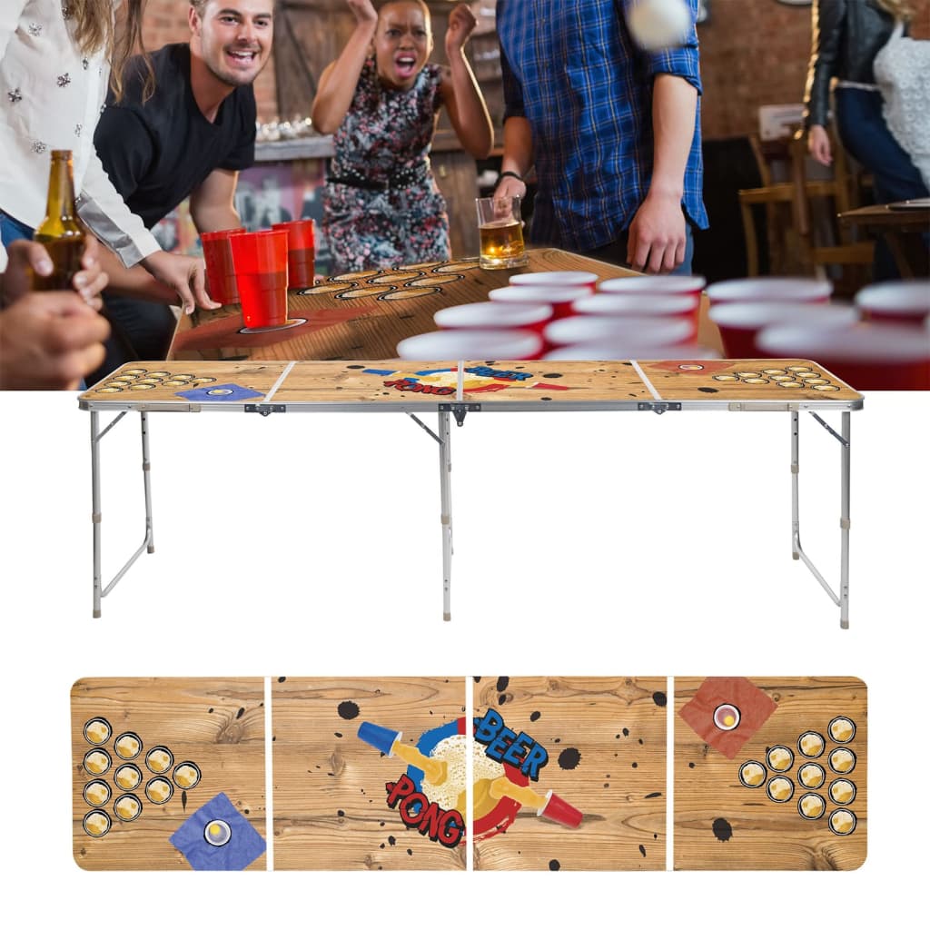 Hi Beer-Pong-Klapptisch 240X60X55 Cm Mdf Und Aluminium - Fuer Daheim