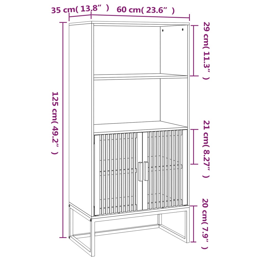 Highboard 60X35X125 Cm Holzwerkstoff Braun - Fuer Daheim