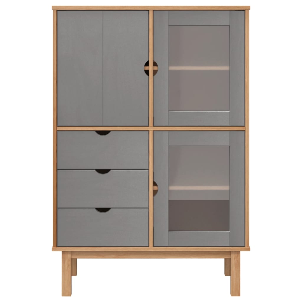 Highboard Otta Braun&Grau 85X43X125 Cm Massivholz Kiefer Braun und Grau - Fuer Daheim