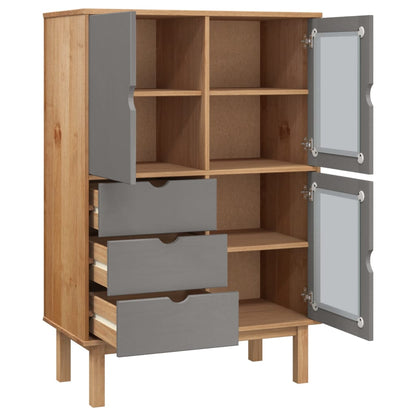 Highboard Otta Braun&Grau 85X43X125 Cm Massivholz Kiefer Braun und Grau - Fuer Daheim