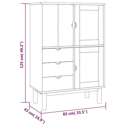 Highboard Otta Braun&Grau 85X43X125 Cm Massivholz Kiefer Braun und Grau - Fuer Daheim