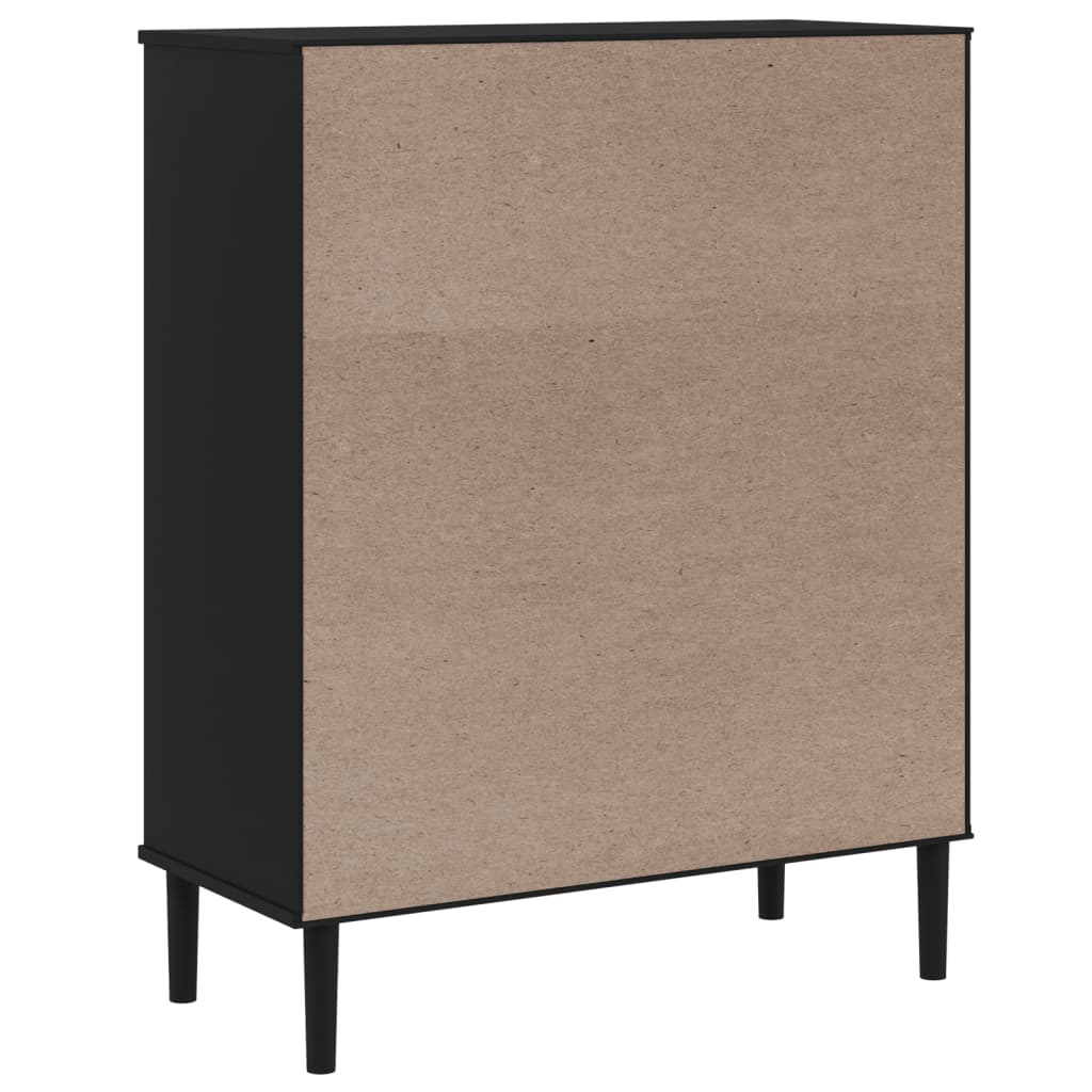 Highboard Senja Rattan-Optik Schwarz 90X40X112 Cm Kiefernholz - Fuer Daheim