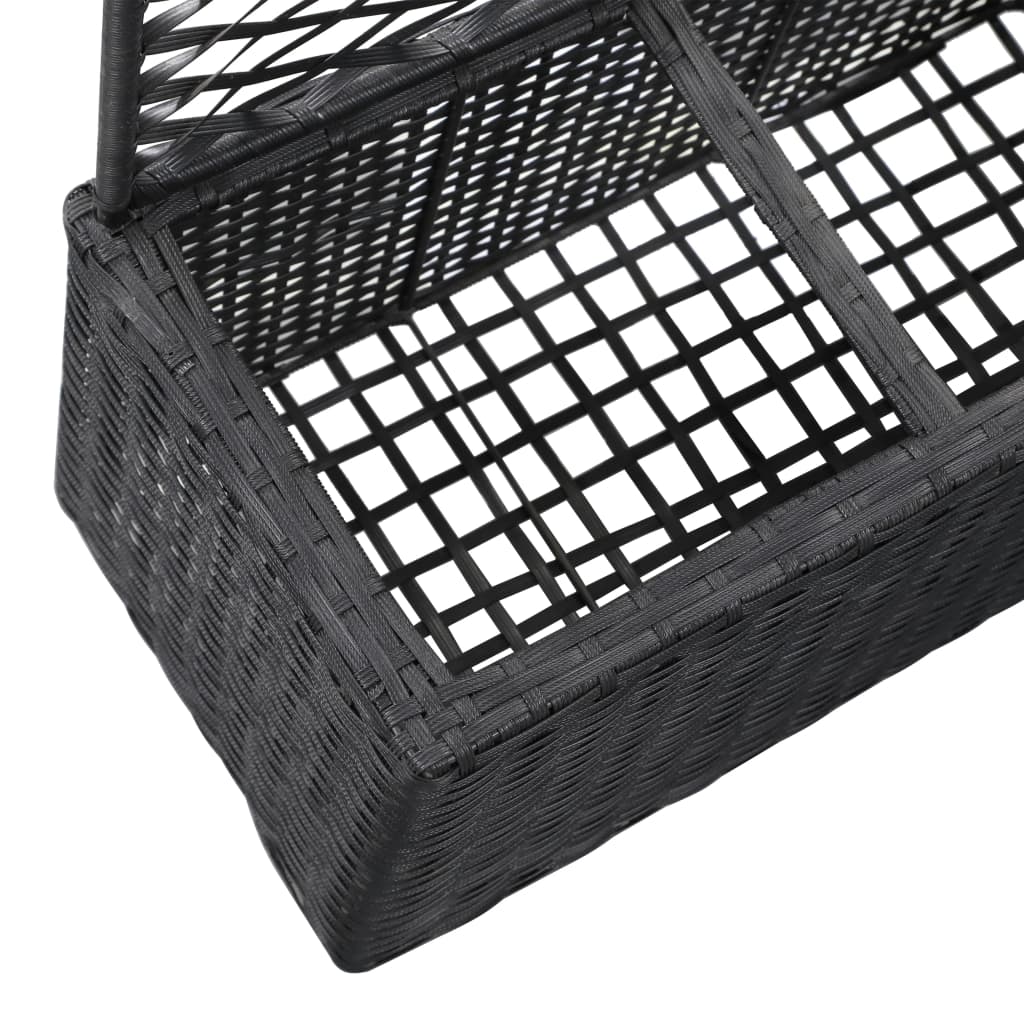 Hochbeet Mit Rankgitter 3 Töpfe 83×30×130Cm Poly Rattan Schwarz 83 x 30 x 130 cm - Fuer Daheim