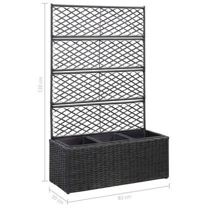 Hochbeet Mit Rankgitter 3 Töpfe 83×30×130Cm Poly Rattan Schwarz 83 x 30 x 130 cm - Fuer Daheim