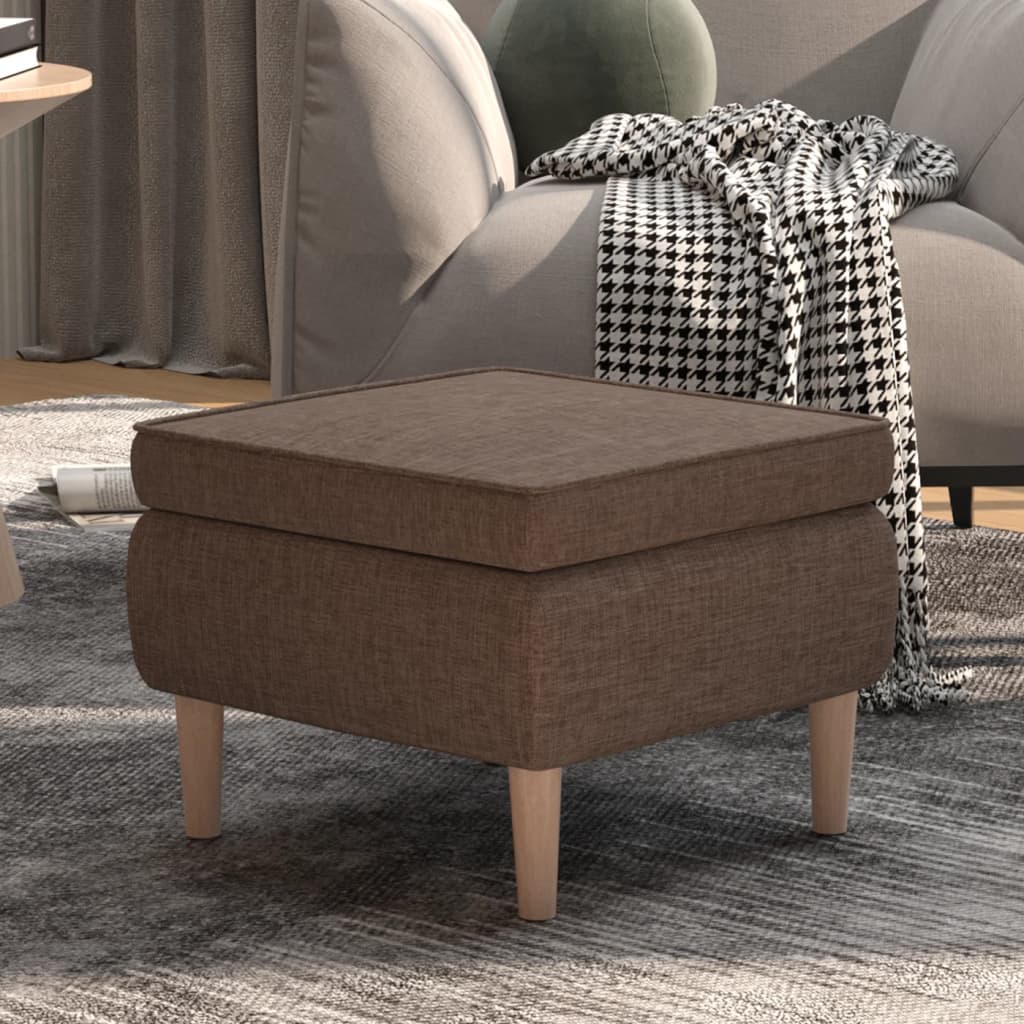 Hocker Mit Holzbeinen Taupe Stoff - Fuer Daheim