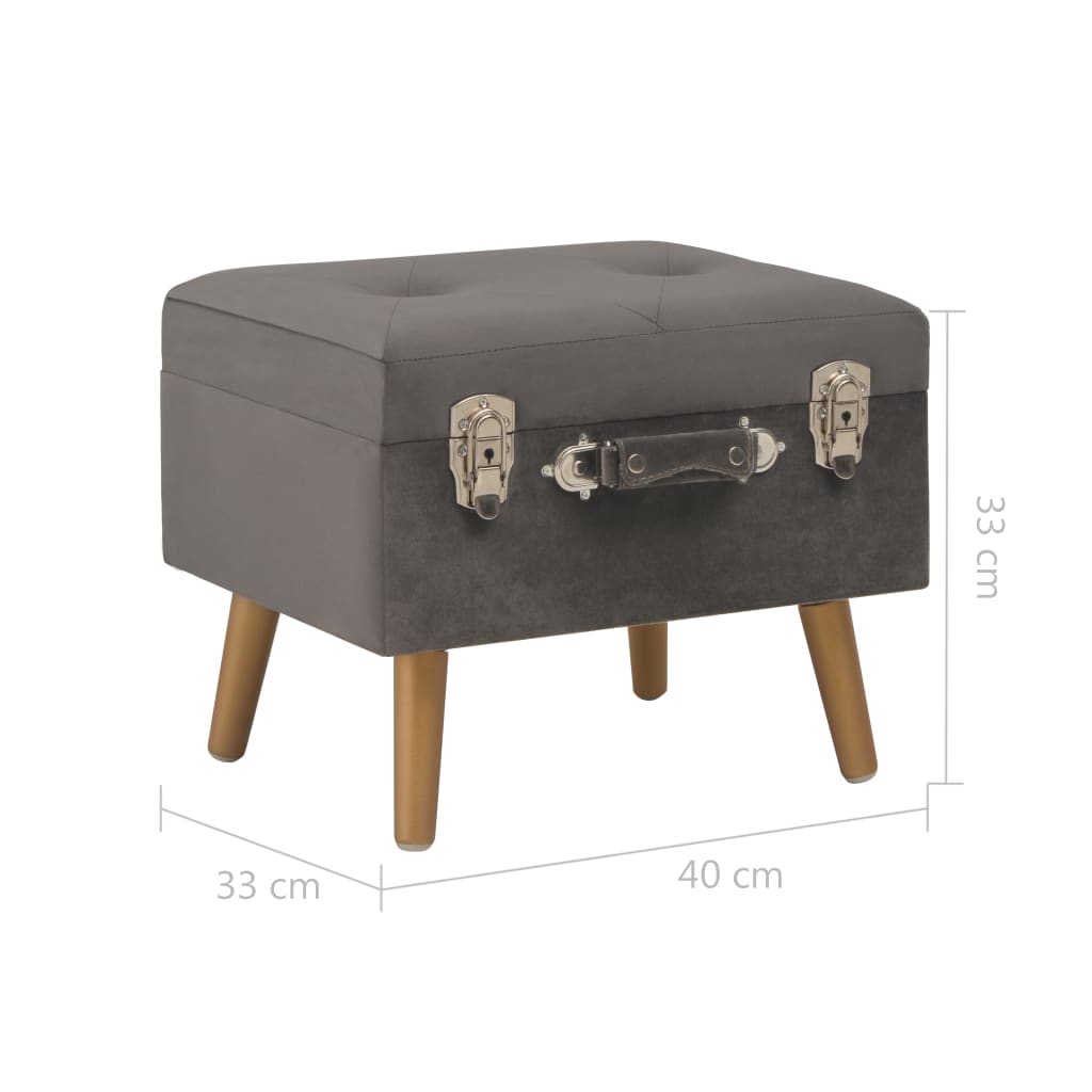 Hocker Mit Stauraum 40 Cm Grau Samt - Fuer Daheim