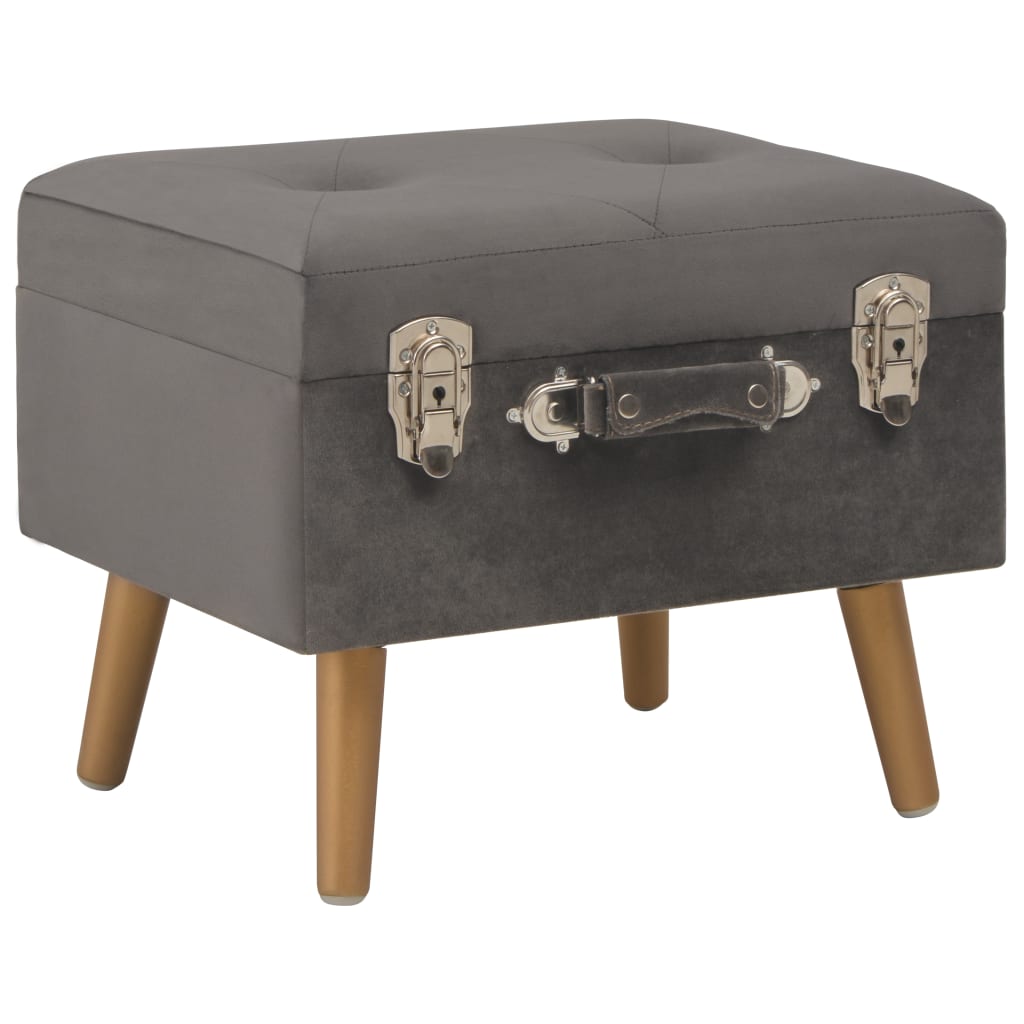 Hocker Mit Stauraum 40 Cm Grau Samt - Fuer Daheim