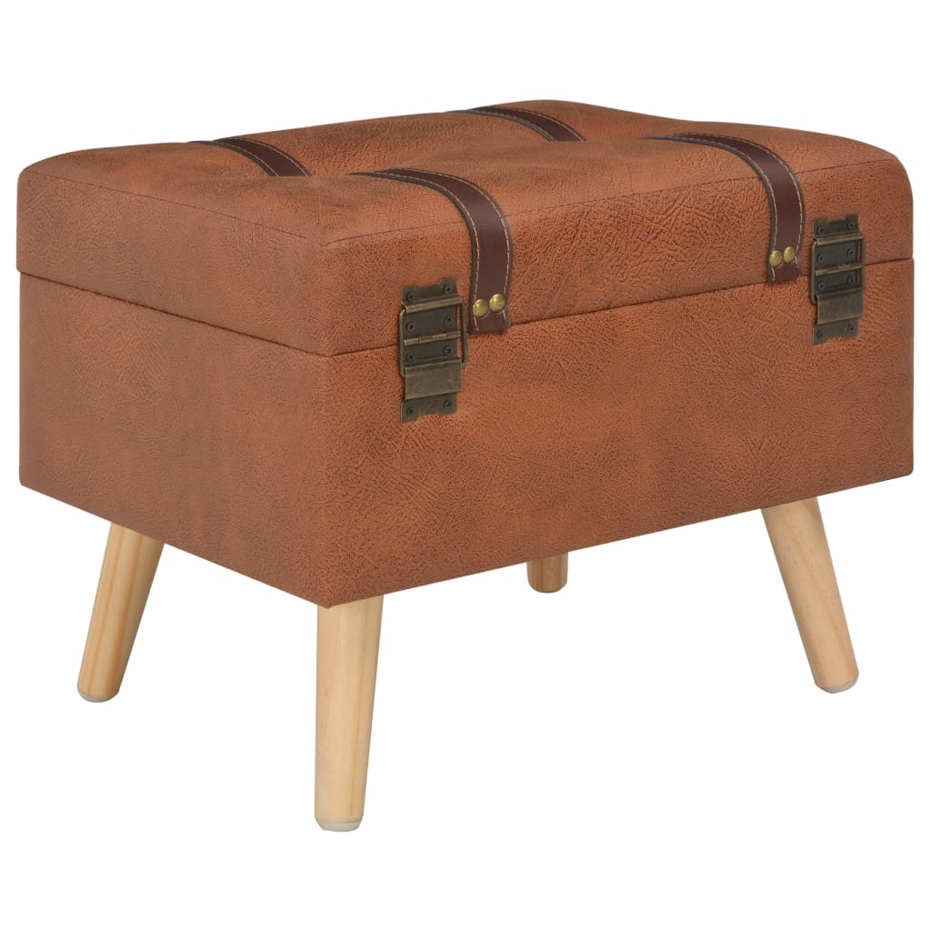 Hocker Mit Stauraum 40 Cm Hellbraun Kunstleder - Fuer Daheim