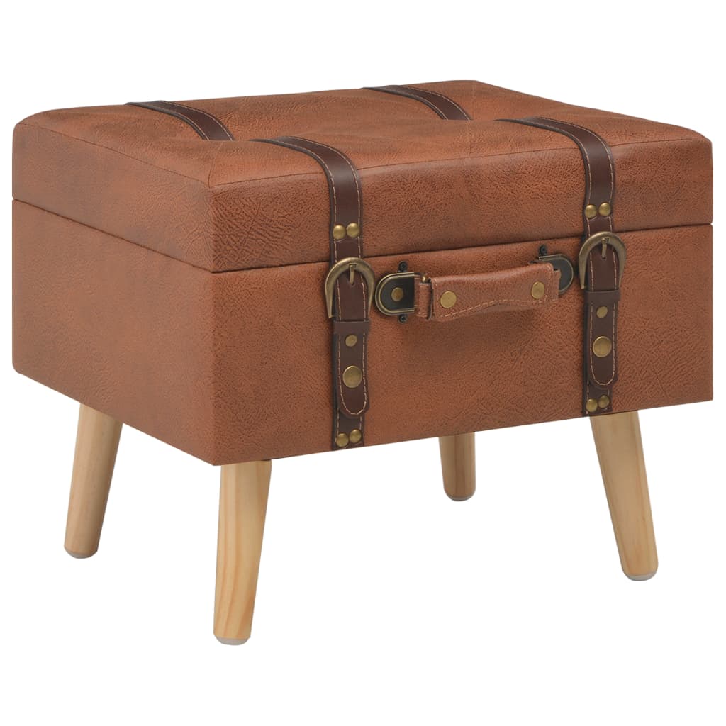 Hocker Mit Stauraum 40 Cm Hellbraun Kunstleder - Fuer Daheim