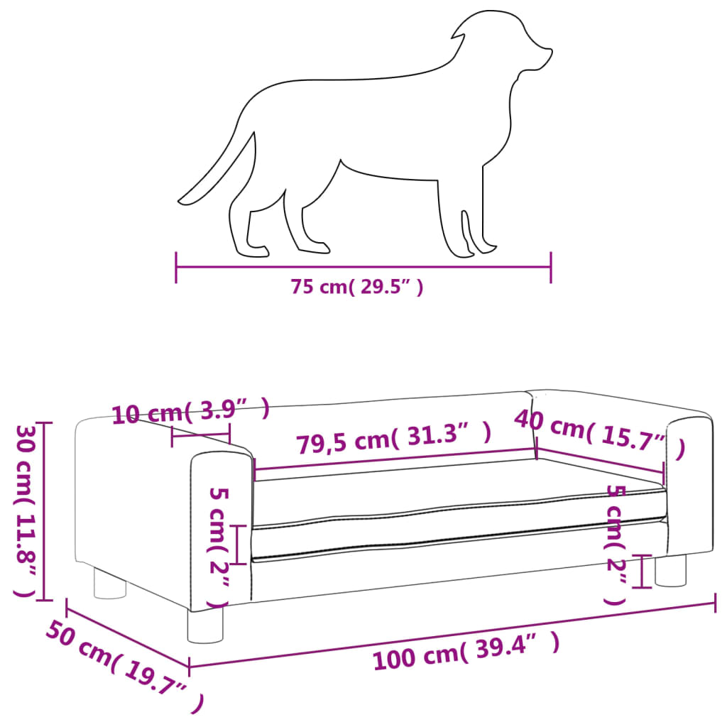 Hundebett Mit Verlängerung Hellgrau 100X50X30 Cm Samt - Fuer Daheim