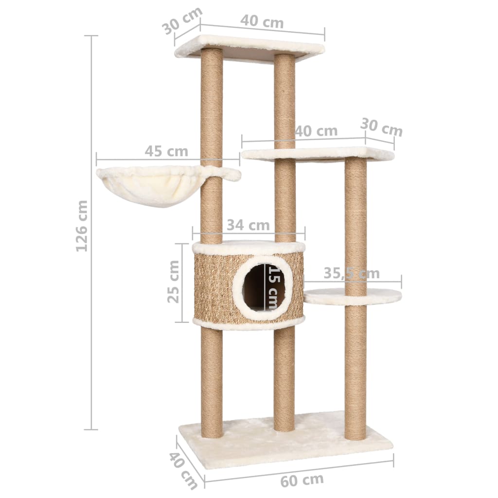 Katzen-Kratzbaum 126 Cm Seegras - Fuer Daheim