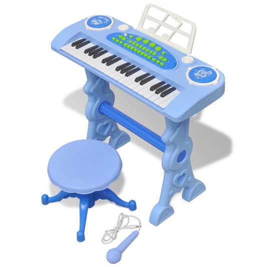 Kinder Keyboard Spielzeug Piano Mit Hocker/Mikrofon 37 Tasten Blau - Fuer Daheim
