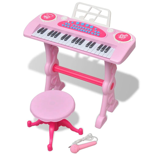 Kinder Keyboard Spielzeug Piano Mit Hocker/Mikrofon 37 Tasten Rosa - Fuer Daheim