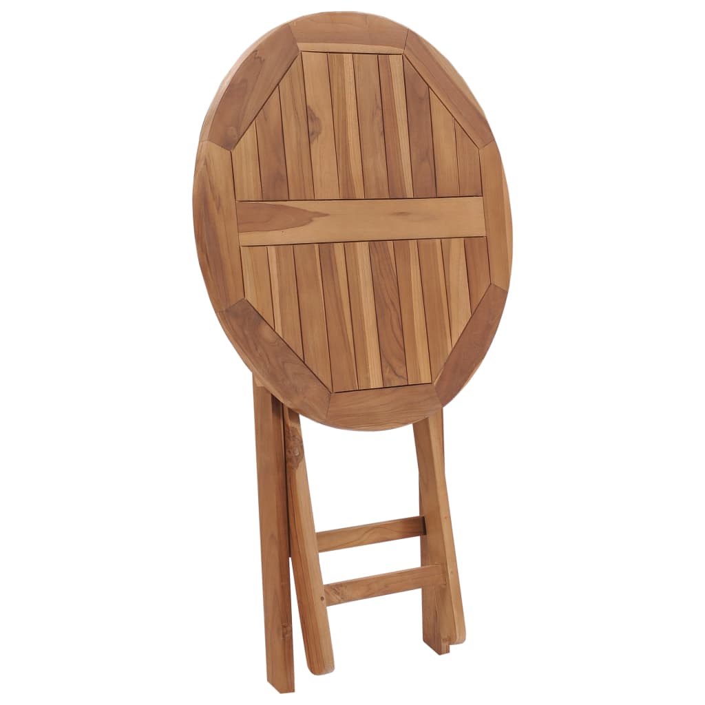 Klappbarer Gartentisch 60 Cm Teak Massivholz Rund - Fuer Daheim