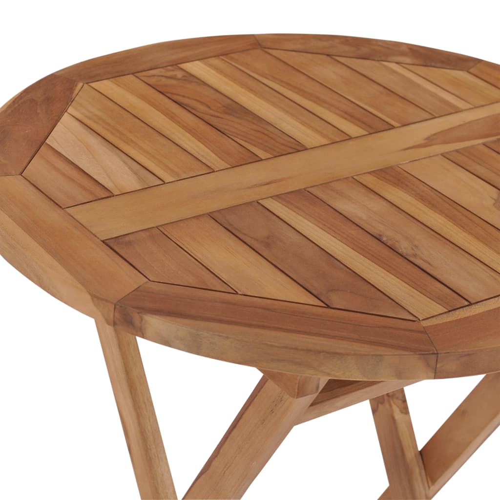 Klappbarer Gartentisch 60 Cm Teak Massivholz Rund - Fuer Daheim