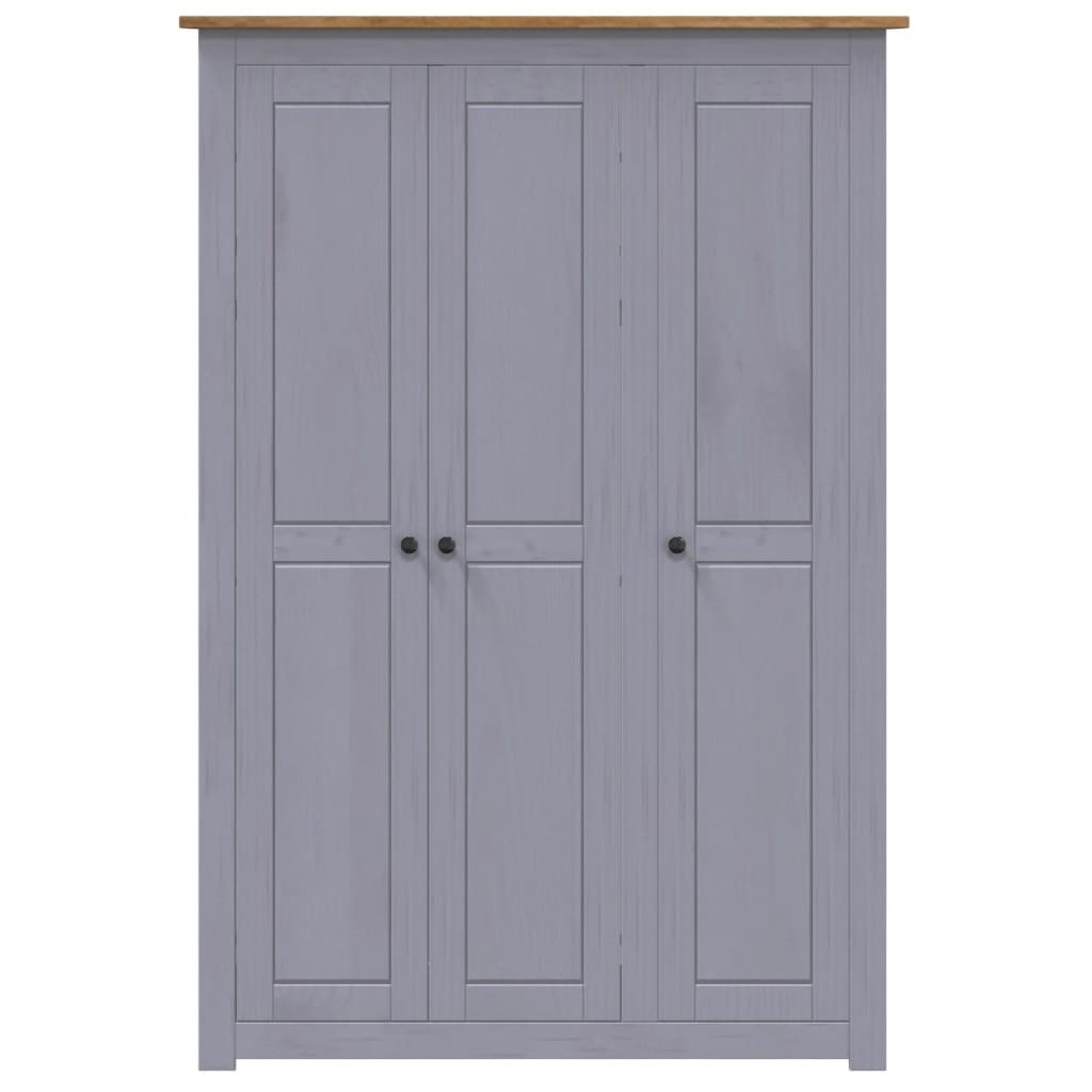 Kleiderschrank 3-Türig Grau 118×50×171,5 Cm Kiefer Panama Serie 118 x 50 x 171.5 cm - Fuer Daheim