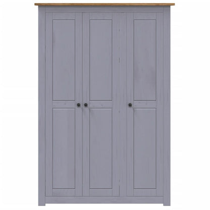 Kleiderschrank 3-Türig Grau 118×50×171,5 Cm Kiefer Panama Serie 118 x 50 x 171.5 cm - Fuer Daheim