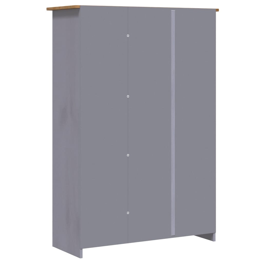 Kleiderschrank 3-Türig Grau 118×50×171,5 Cm Kiefer Panama Serie 118 x 50 x 171.5 cm - Fuer Daheim