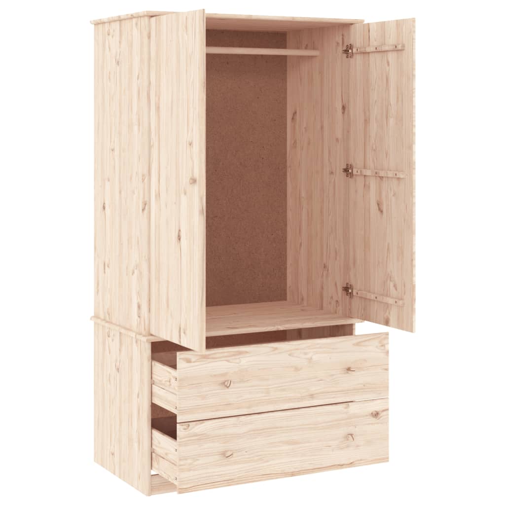 Kleiderschrank Alta 90X55X170 Cm Massivholz Kiefer Natur - Fuer Daheim