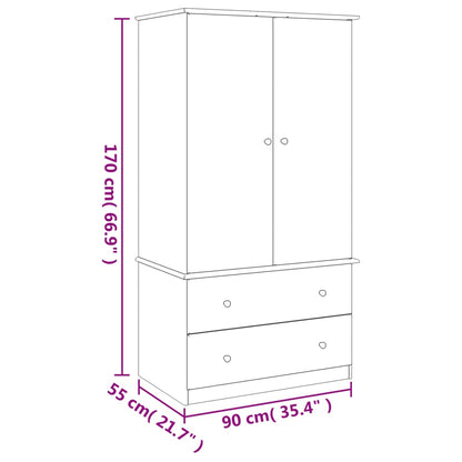 Kleiderschrank Alta 90X55X170 Cm Massivholz Kiefer Natur - Fuer Daheim