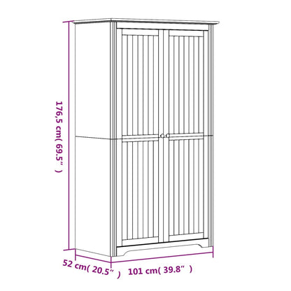 Kleiderschrank Bodo Grau 101X52X176,5 Cm Massivholz Kiefer 101 x 52 x 176.5 cm - Fuer Daheim