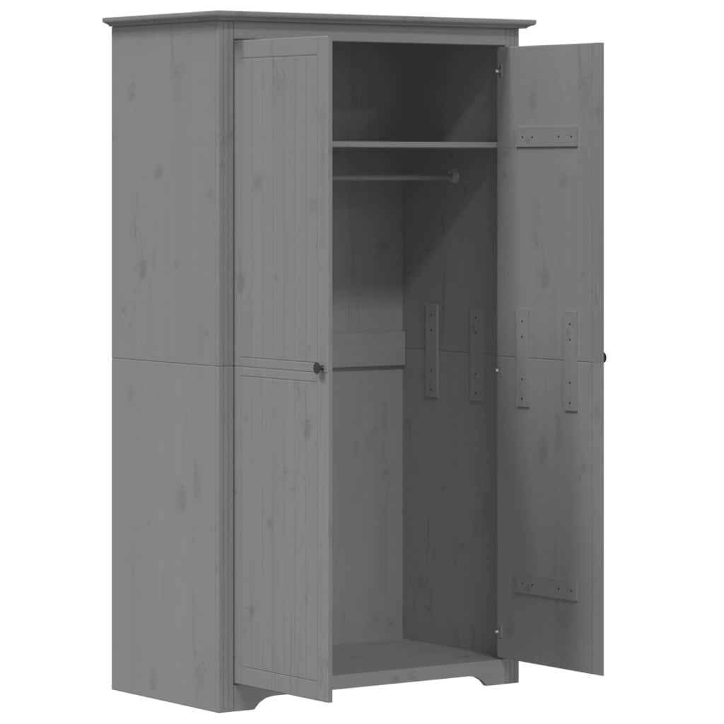 Kleiderschrank Bodo Grau 101X52X176,5 Cm Massivholz Kiefer 101 x 52 x 176.5 cm - Fuer Daheim