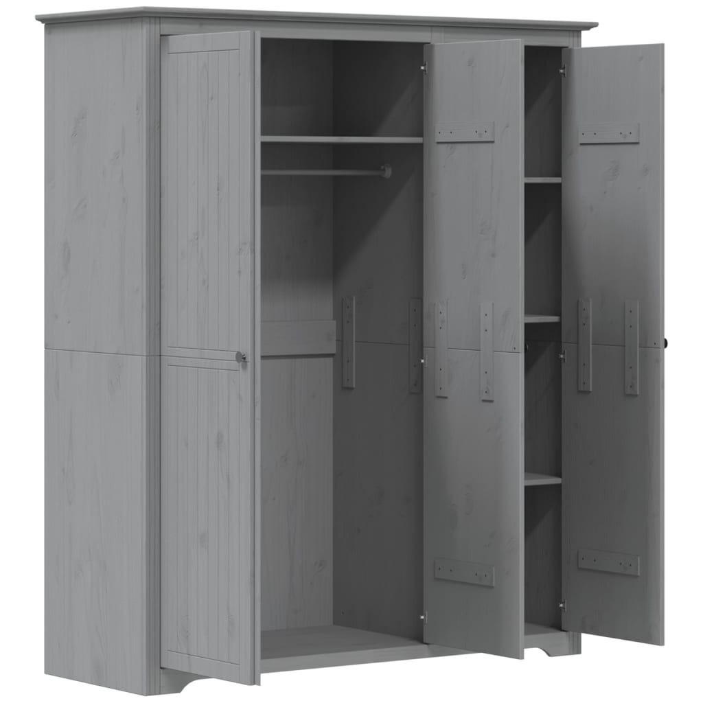 Kleiderschrank Bodo Grau 151,5X52X176,5 Cm Massivholz Kiefer 151.5 x 52 x 176.5 cm - Fuer Daheim