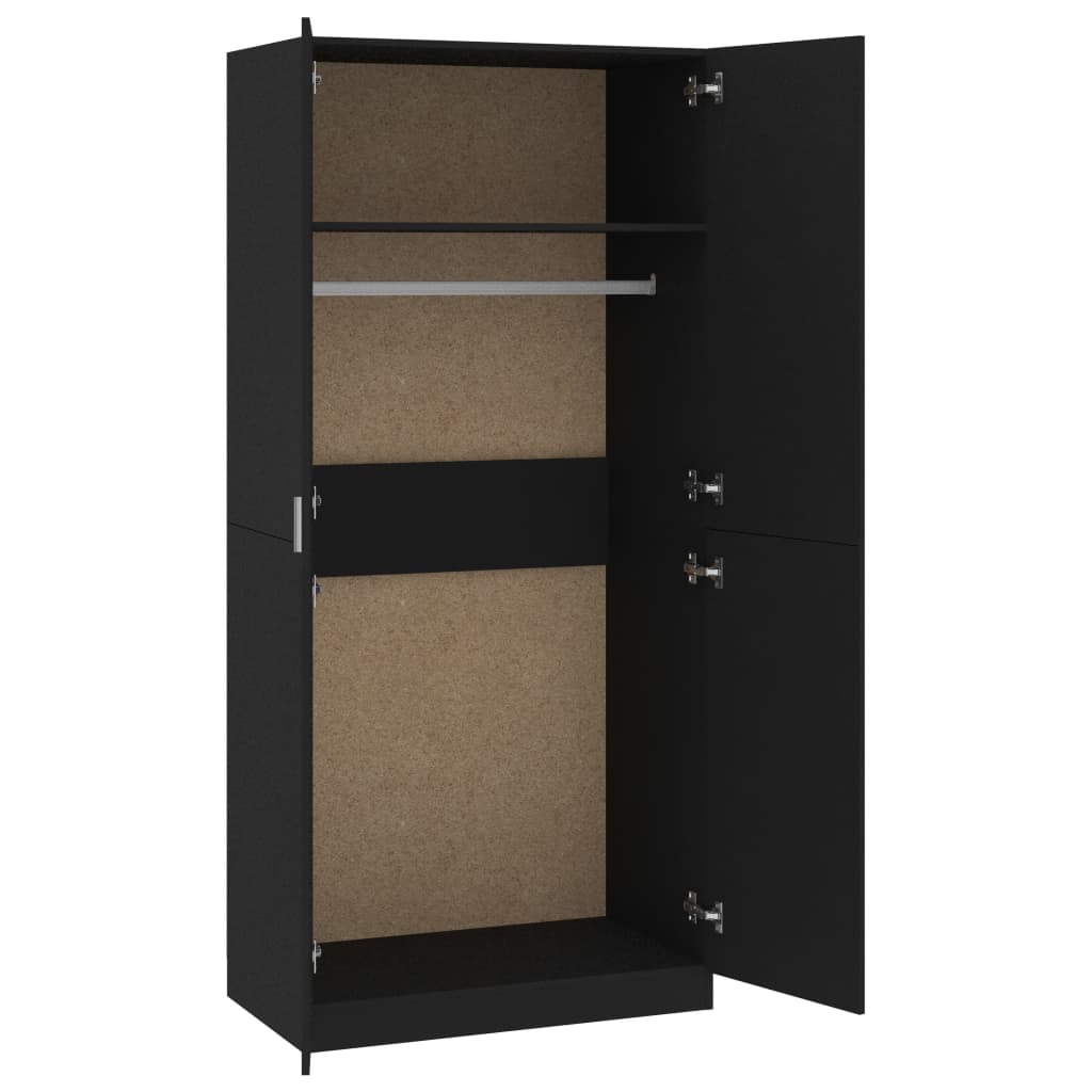 Kleiderschrank Schwarz 90X52X200 Cm Holzwerkstoff - Fuer Daheim