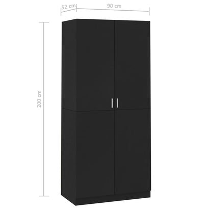 Kleiderschrank Schwarz 90X52X200 Cm Holzwerkstoff - Fuer Daheim