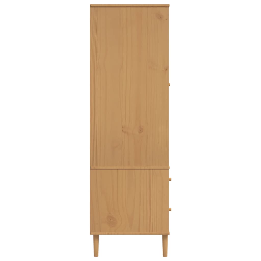 Kleiderschrank Senja Rattan-Optik Braun 90X55X175Cm Kiefernholz - Fuer Daheim