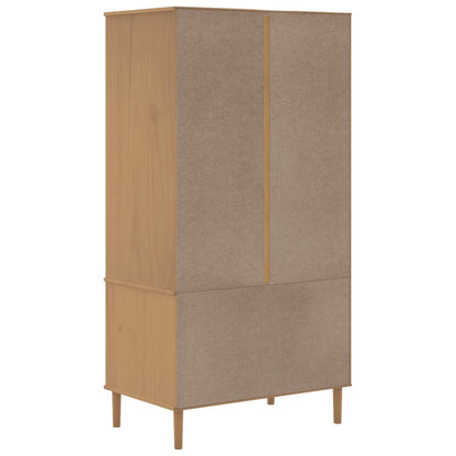 Kleiderschrank Senja Rattan-Optik Braun 90X55X175Cm Kiefernholz - Fuer Daheim