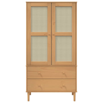 Kleiderschrank Senja Rattan-Optik Braun 90X55X175Cm Kiefernholz - Fuer Daheim