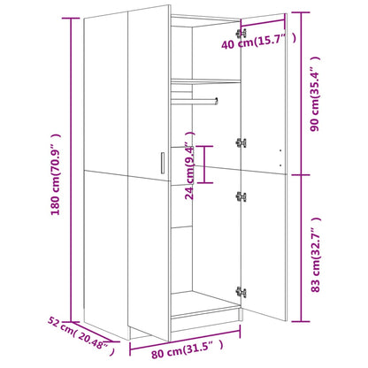 Kleiderschrank Sonoma-Eiche 80X52X180 Cm Holzwerkstoff Sonoma Eiche - Fuer Daheim