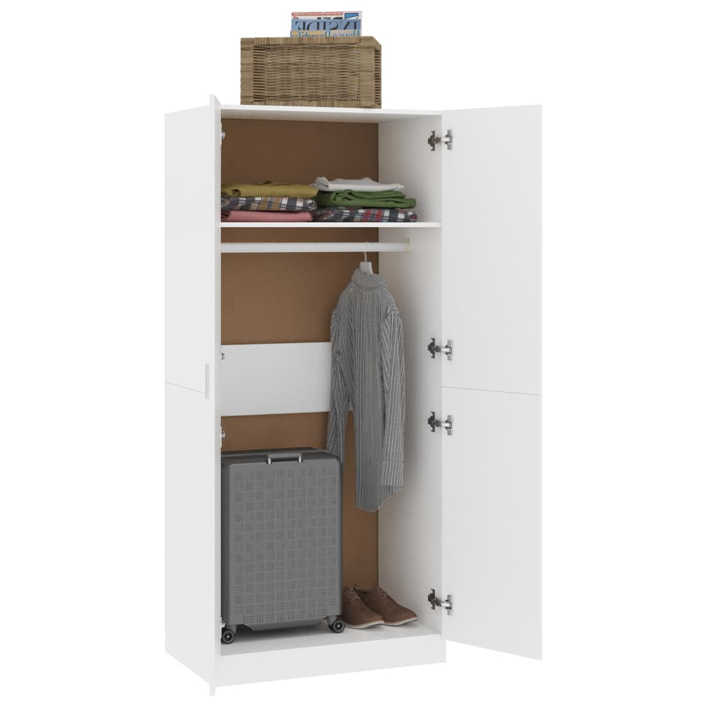 Kleiderschrank Weiß 80X52X180 Cm Holzwerkstoff - Fuer Daheim