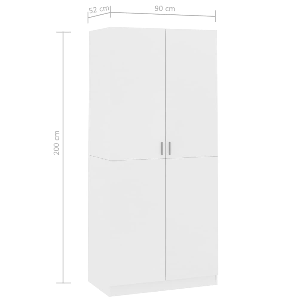 Kleiderschrank Weiß 90X52X200 Cm Holzwerkstoff - Fuer Daheim