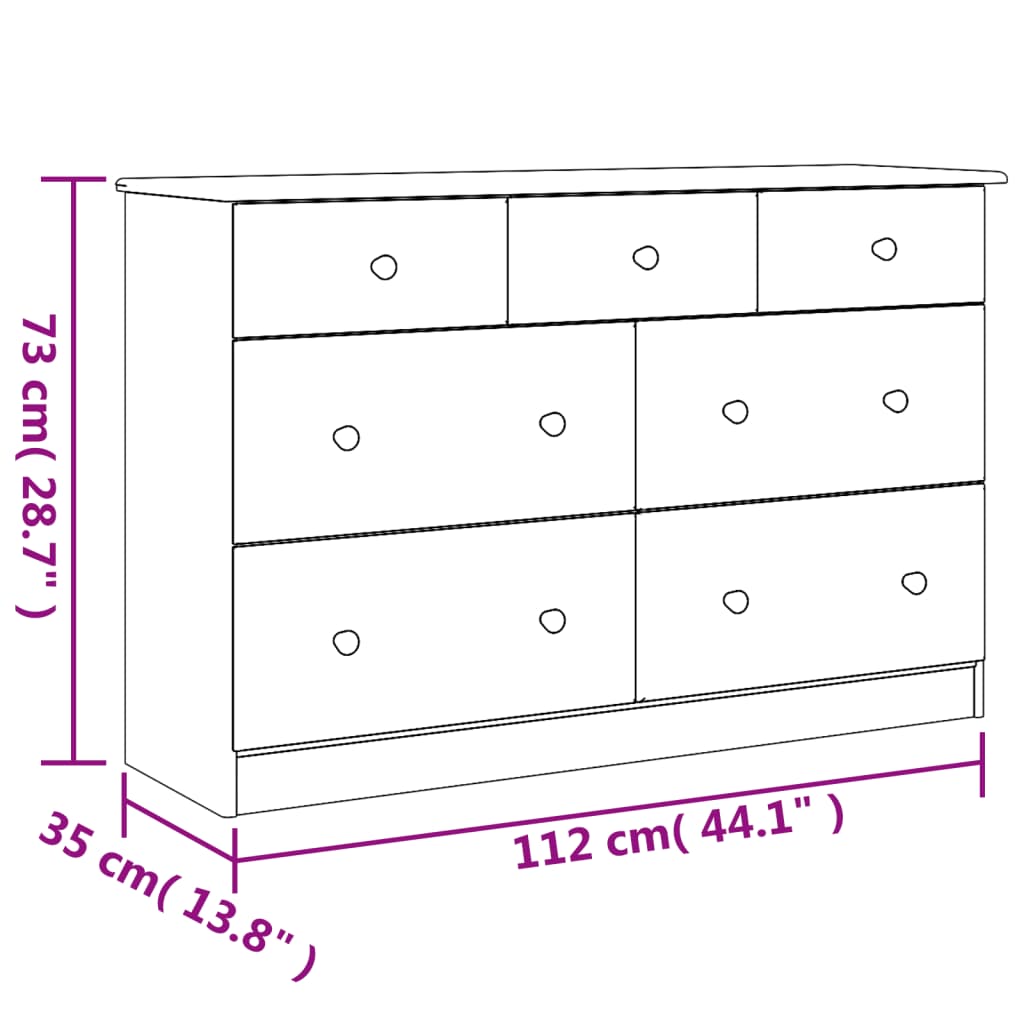 Kommode Alta 112X35X73 Cm Massivholz Kiefer Natur - Fuer Daheim