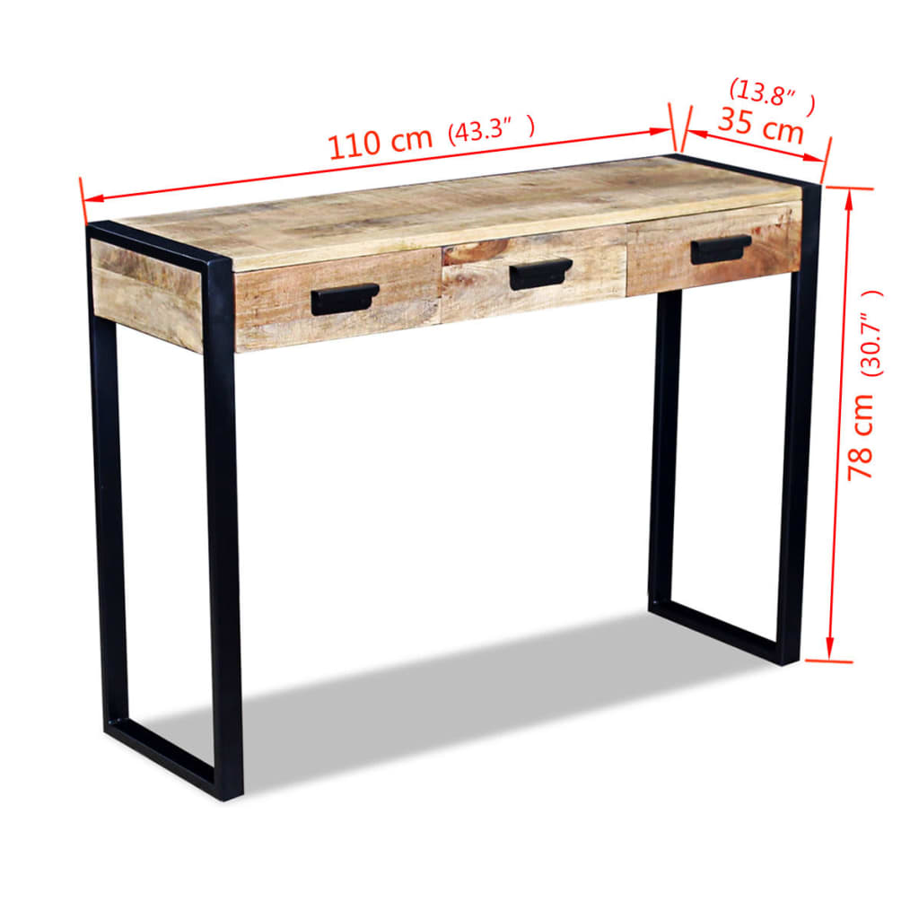 Konsolentisch Mit 3 Schubladen Mangoholz Massiv 110X35X78 Cm - Fuer Daheim