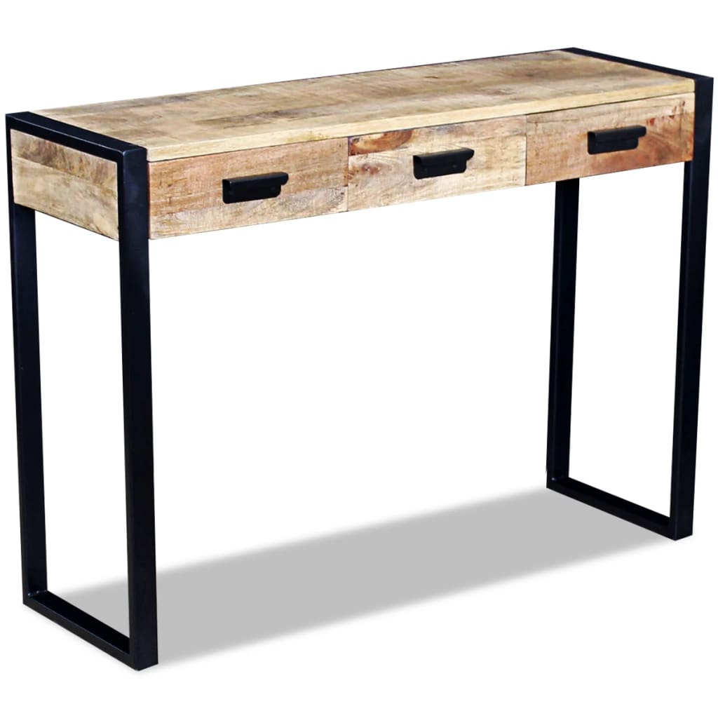 Konsolentisch Mit 3 Schubladen Mangoholz Massiv 110X35X78 Cm - Fuer Daheim