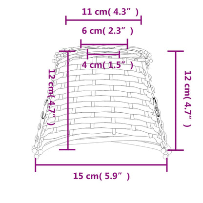 Lampenschirm Weiß Ø15X12 Cm Korbweide Ø 15 x 12 cm - Fuer Daheim