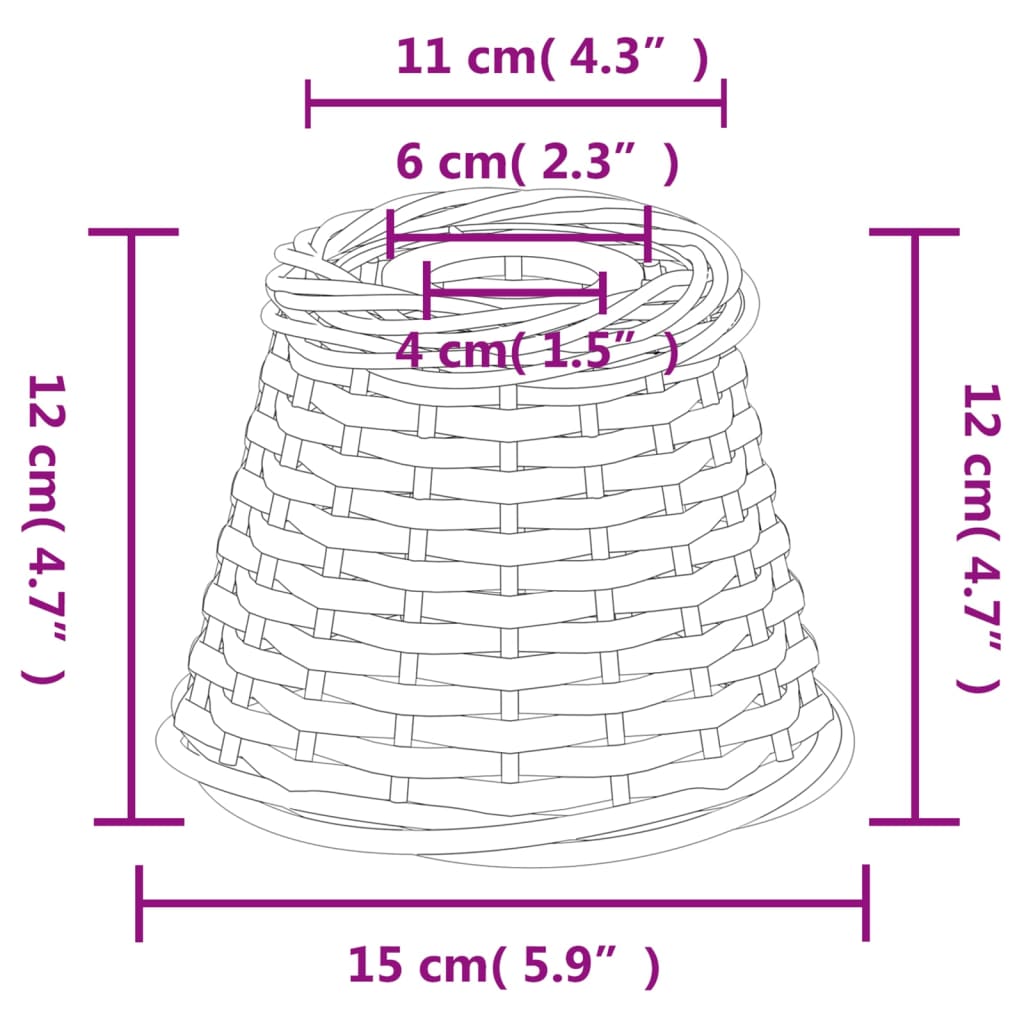 Lampenschirm Weiß Ø15X12 Cm Korbweide Ø 15 x 12 cm - Fuer Daheim