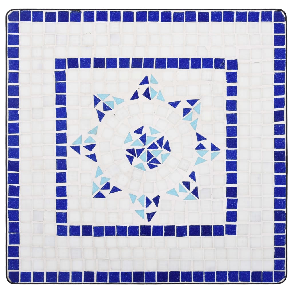 Mosaik-Bistrotisch Blau Und Weiß 60 Cm Keramik Quadratisch - Fuer Daheim