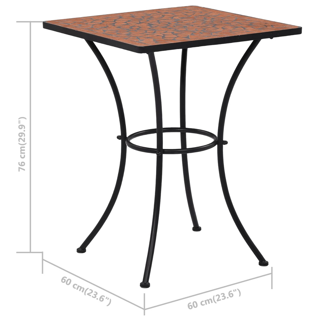 Mosaik-Bistrotisch Terrakotta 60 Cm Keramik Quadratisch - Fuer Daheim