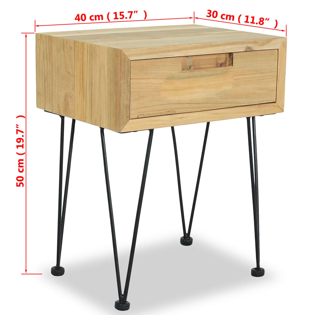 Nachttisch 40 X 30 X 50 Cm Teak Massiv - Fuer Daheim